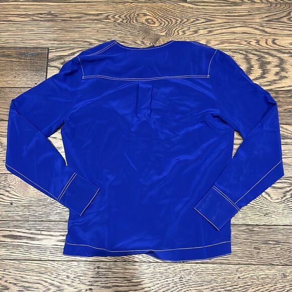 Rag & Bone Electric Blue Shields Silk V-Neck Blouse NWT C24 - Picture 6 of 9